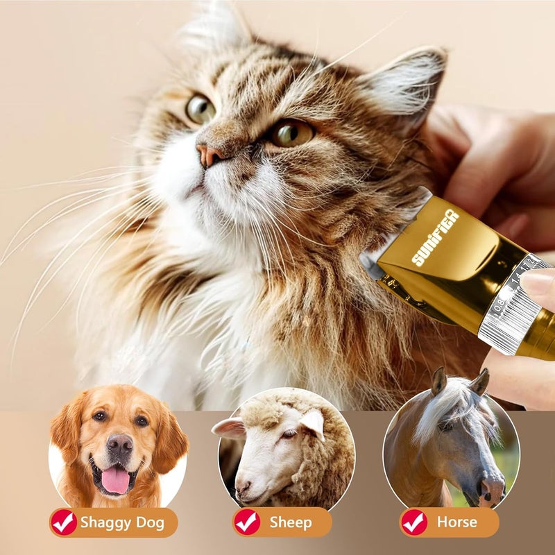 Sunifier Professional Dog Grooming Clippers for Thick Coat - Dog Hair Trimmer for Grooming- Sheep Shears for Thick Hair – Pet Grooming Clippers for Dogs, Cats, Sheeps, Horse (Gold) - Image 3